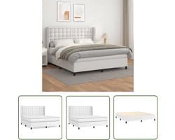 The Living Store Boxspringbed - Kunstleer - Pocketvering - Middelharde ondersteuning - 180x200 cm