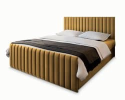 Boxspring ARION 160x200 cm met matras en topper, bedkasten - Geel