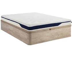 Vente-unique Set 160 x 200 cm boxspring met opbergruimte in naturelkleur + HD-schuimmatras 7 zones en afneembaar dekmatras met vormgeheugen en gel foam comfort toplaag, dikte 22 cm - FAGANI van YSMÉE