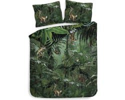 Heckett & Lane Frey Dekbedovertrek - Lits Jumeaux - 240x200/220cm - Katoen Satijn dekbedovertrek - Green