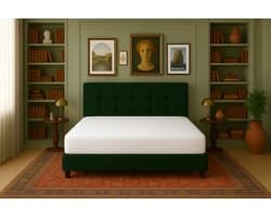Boxspring Torino Vlak 180x200 cm Luxe Pocketvering Stof donkergroen Gratis 2x Hoofdkussens