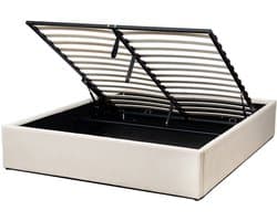 CALICOSY - Opbergbed 160x200 cm bekleed met beige fluweel - ROMY