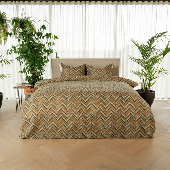 Kayori Dai Dekbedovertrek Katoen - 260x200-220 +2 slopen - Lits-jumeaux - Uniek Dessin - Groen