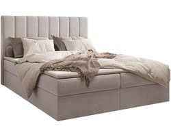 Boxspring Bed 01 - Bed - Comfortabel topmatras - Met hoofdeindeTot 300KG - Opbergruimte - 160x200 - Trinity 32 - Zilver