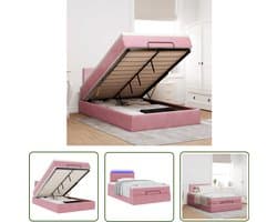 vidaXL Bed Met Opbergruimte - Ottoman Bed - Ottoman bed met matras en LED's 120x200cm fluweel roze - Velvet Bed - Rooskleurig Bed - Led Bed