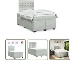 vidaXL Boxspringbed - Boxspring - Boxspring met matras fluweel lichtgrijs 120x190 cm - Fluweel Bed - Led Bed - Elektrisch Bed