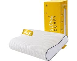 Sleep Comfy Bundle Series - 4 Stuks Hoofdkussen - Traagschuim Hoofdkussen - Hoofdkussen Slaapkamer - Orthopedisch - Ergonomisch - Anti Nekklachten - Neksteun Visco Pillow | 60x40x11/9 cm