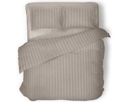 Dekbedovertrek - 200x200/220 - Uni - Satijnstreep / Satijn Streep - Hotel Kwaliteit Satin Stripe - Sand