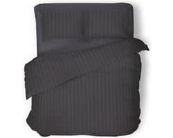 Dekbedovertrek - 200x200/220 - Uni - Satijnstreep / Satijn Streep - Hotel Kwaliteit Satin Stripe - Antraciet