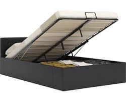 vidaXL Bedframe - Bedframes - Bed - Bedden - Bedframe met opslag hydraulisch kunstleer zwart 120x200 cm