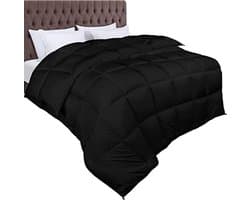 Dekbed 10.5 tog - Pluche gesiliconiseerd fiberfill - 200x200 cm - Zwart - Winterdekbed met hoeklussen en boxnaden