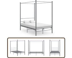 vidaXL Hemelbedframe Metaal Grijs 120x200 cm Metalen Bedframe - Hemelbed - Bed - Slaapcomfort - Design Bed
