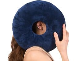 Piercing Kussen - Donut Kussen Met Gat Voor Oor - Hoofdkussen Zijslaper - Verstelbare Vulling - 31x31 cm - Ringkussen - Piercingkussen - Hoofd Kussen - Zijslaper Kussen - Donkerblauw