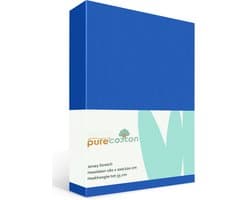 Hoeslaken 160x200 - Katoen jersey - Hoekhoogte 35cm - Elastiek rondom - Blauw