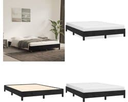 vidaXL - Bedframe - zonder - matras - 140x200 - cm - fluweel - zwart