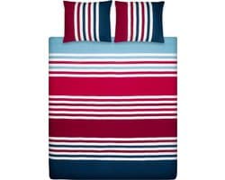 Ten Cate Dekbedovertrek - Dekbedovertrek 200 x 200 tweepersoons - Dekbedovertrekken - Dekbedovertrek 200x220 - Trone Stripe Rood Blauw