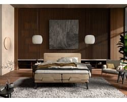 Boxspring 180x200 - Norma NEW 1884 - Elektrisch - Meegestoffeerde Pocket Matrassen - Incl. Topper - Enjoy Champagne