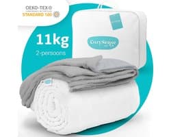 CozySense® Verzwaringsdeken 11 kg - 2-persoons - Weighted Blanket - Zwaartedeken met GLASS-Flow® Drukverdeling - Inclusief Wasbare Hoes - 200x200 cm - Grijs