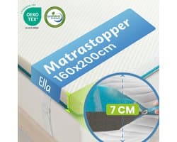 Ella Topper Matras 160 x 200 - Topdekmatras - Matrastopper Gel Infused Traagschuim & Aircell-schuim- Medium Hardheid