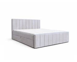 Boxspringbed 01 BIS – Stijlvol & Comfortabel – Met Bonellvering, Topmatras en Opbergruimte – 180x200 Zilver (Trinity 32)