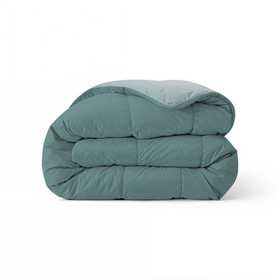Zelesta Comfort Duo Dekbed zonder overtrek - Wasbaar Hoesloos dekbed - Met vaste overtrek - 2 in 1 - Mineraal & Lichtblauw - 140x200cm