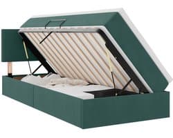 vidaXL - Opbergbed - met - matras - Donkergroen - 100 - x - 200 - cm - Fluweel