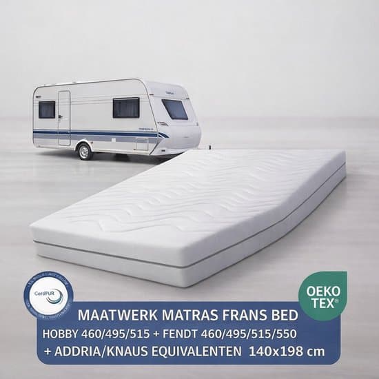 EasyBedden® Matras Fransbed opmaat caravan matras Mars 140x198 Koudschuim HYBRIDE circa 20 cm