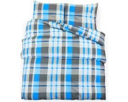 vidaXL - Dekbedovertrekset - 240x220 - cm - katoen - blauw - en - grijs