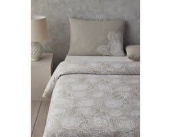 English Home - Dekbedovertrekset - 100% katoen - Incl. Hoeslaken- 200x220 cm - Steen kleur