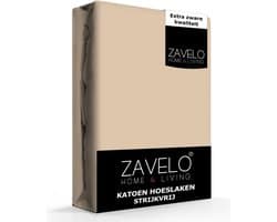 Zavelo Hoeslaken Katoen Strijkvrij Taupe-Lits-jumeaux (160x200 cm) - Hoogwaardige Kwaliteit - Rondom Elastisch - Perfecte Pasvorm