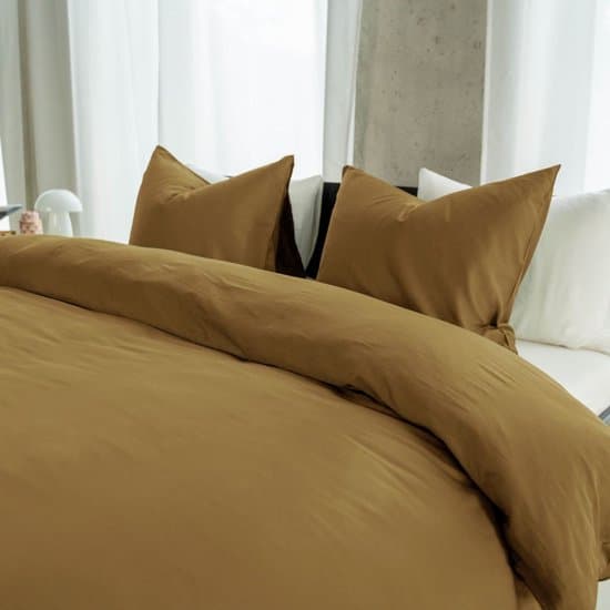 Kayori Saya Dekbedovertrek Katoensatijn - 260x200-220 +2 slopen - Lits-jumeaux - Biologisch Katoen - Brons