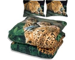 Dekbed zonder overtrek - All year 240x220cm - Luipaard Zwart - Wasbaar Dekbed Zonder Overtrek – Hypoallergeen & Antibacterieel – 30 dagen proefslapen - Wasbaar hoesloos dekbed - Bedrukt dekbed - zomerdekbed & winterdekbed