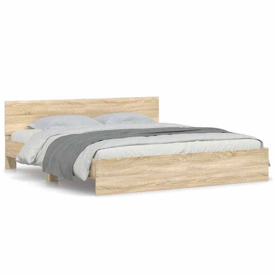 Tweepersoonsbed | Dubbelbed | Volwassenenbed | Bedframe met hoofdeinde sonoma eikenkleur 180x200 cm