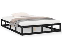 Tweepersoonsbed | Dubbelbed | Volwassenenbed | Bedframe massief hout zwart 120x200 cm
