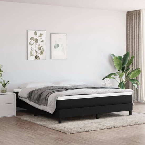 Tweepersoonsbed | Dubbelbed | Volwassenenbed | Boxspring bed stof zwart 180x200 cm