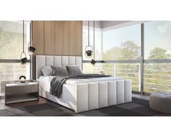 boxspring peru- 180x200cm- taupe teddystof- met matras en opbergruimte - met topper 4cm