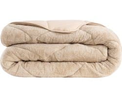 Dekbed zonder overtrek, 4 Seizoenen Dekbed, Teddy, Wasbaar Dekbed, Beige, 220x240 cm, Lits-jumeaux, Teddy Dekbedovertrek, 2 in 1 Dekbed, Hoesloos Dekbed, Ultra Soft Dekbed, Dubbelzijdig, Wasbaar, Zacht & Hypoallergeen, De Linde Home