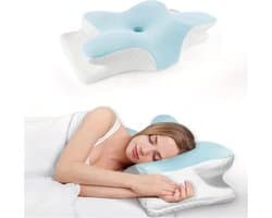 Kussen - Orthopedisch Memory Foam Kussen - Comfortabele Licht-blauwe Butterfly Sleep Halskussen - Slow Rebound en Cervical pillow - Ideaal voor Nek Ondersteuning en Diepe Slaap - Blauw