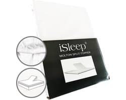 iSleep Molton Split-Topper - 100% Katoen - Tweepersoons - 160x210 cm - Wit
