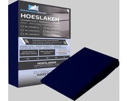Dekbeddenwereld- hoeslaken- jersey- stretch- tweepersoons- 160x200+30cm- geschikt voor boxspring- donkerblauw