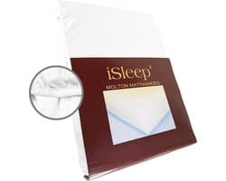 iSleep Molton Hoeslaken - 100% Katoen - Tweepersoons - 160x200 cm - Wit