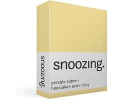 Snoozing - Hoeslaken - Extra hoog - Tweepersoons - 140x220 cm - Percale katoen - Geel