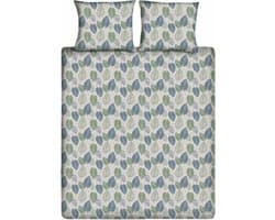 Ten Cate Dekbedovertrek - Dekbedovertrek 200 x 200 tweepersoons - Dekbedovertrekken - Dekbedovertrek 200x220 - Graphic Leaves Blauw
