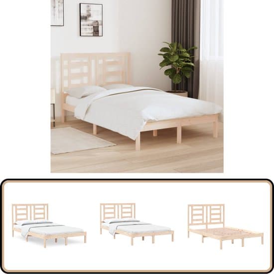 vidaXL Bedframe - Grenenhout - 120x200 cm - Zonder Matras Houten Bedframe - Grenenhout Bedframe - Modern Bedframe - Rustiek Bedframe - King Size Bedframe