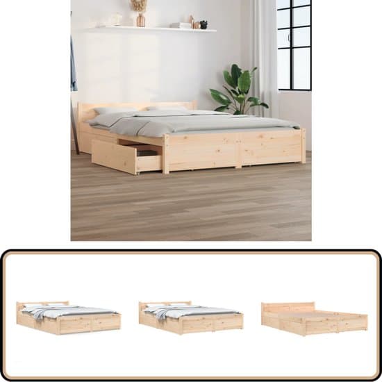 vidaXL Bedframe met lades - 120x200 cm - Grenenhout Klassieke Bedden - Houten Bed Frame - Grenenhouten Bed - Tweepersoons Bed - Bed Met Laden