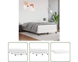 vidaXL Kunstleder Bed - Boxspringbed - Boxspring met matras kunstleer wit 120x200 cm - Pocketveer Matras - Middenhard Matras - Witte Bed