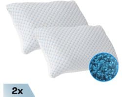 2 Stuks - Gel Traagschuim Kussen - Hoofdkussen met Koelgel - Traagschuim Hoofdkussen - Hoofdkussen Slaapkamer - Anti Nekklachten - Evva Gel Kussen | 60x40x14 cm