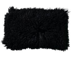 Van Buren - Tibetaans schapenvacht kussen - Zwart 30x50cm - 100% echt schapenvacht