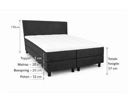 Boxspring SleepEase - 140x200 Compleet - Antraciet Glad - Golden Matrassen Zeeland