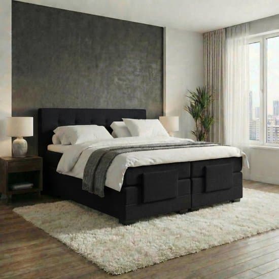 Mörgenn Elektrische Boxspring LUXA - Luxe Splittopper - Pocketvering - Zwart - 120x200 cm - Inclusief Montage + Dekbed en Kussens